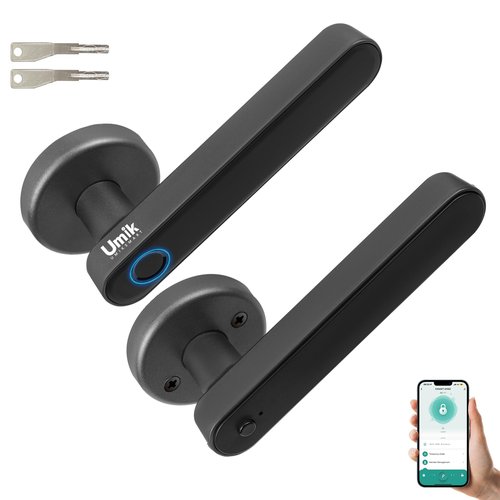 UMIK UMIKSMART Fingerprint Smart Door Lock, Biometric Door Lock with App for Bedroom, Home, Apartment, Hotel (Grey)