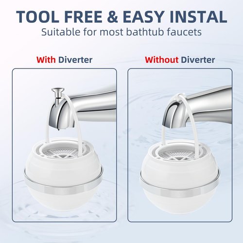 Bath Water Filter, Bathtub Water Filter, Bath Filter for Tub，Bath WaterFilter for Tub Faucet - BPA Free - White