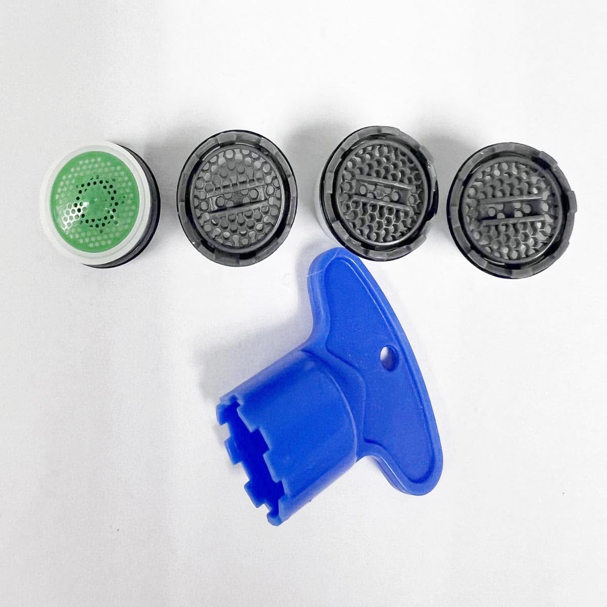 M16.5 Cache Aerator Faucet, Replacement Cache Aerator for Sink M16.5, 4Pcs Tap Aerators Flow Restrictor and 1Pcs Faucet Aerator Key