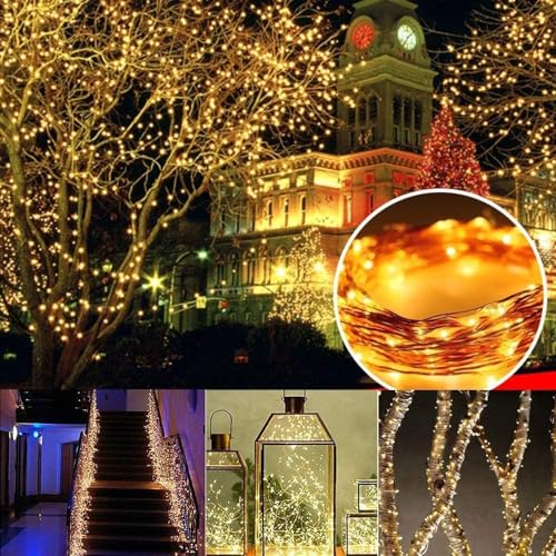 Joomer Solar Fairy String Lights 80FT 240LED Warm White 2-Pack, Outdoor Waterproof Garden Decor