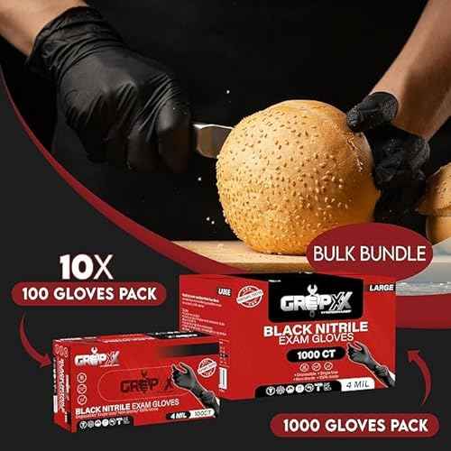 Black Nitrile Gloves Disposable Latex Free & Powder Free, 4 Mil Rubber Glove, Cleaning, Cooking, Mechanic(XS-XXL)
