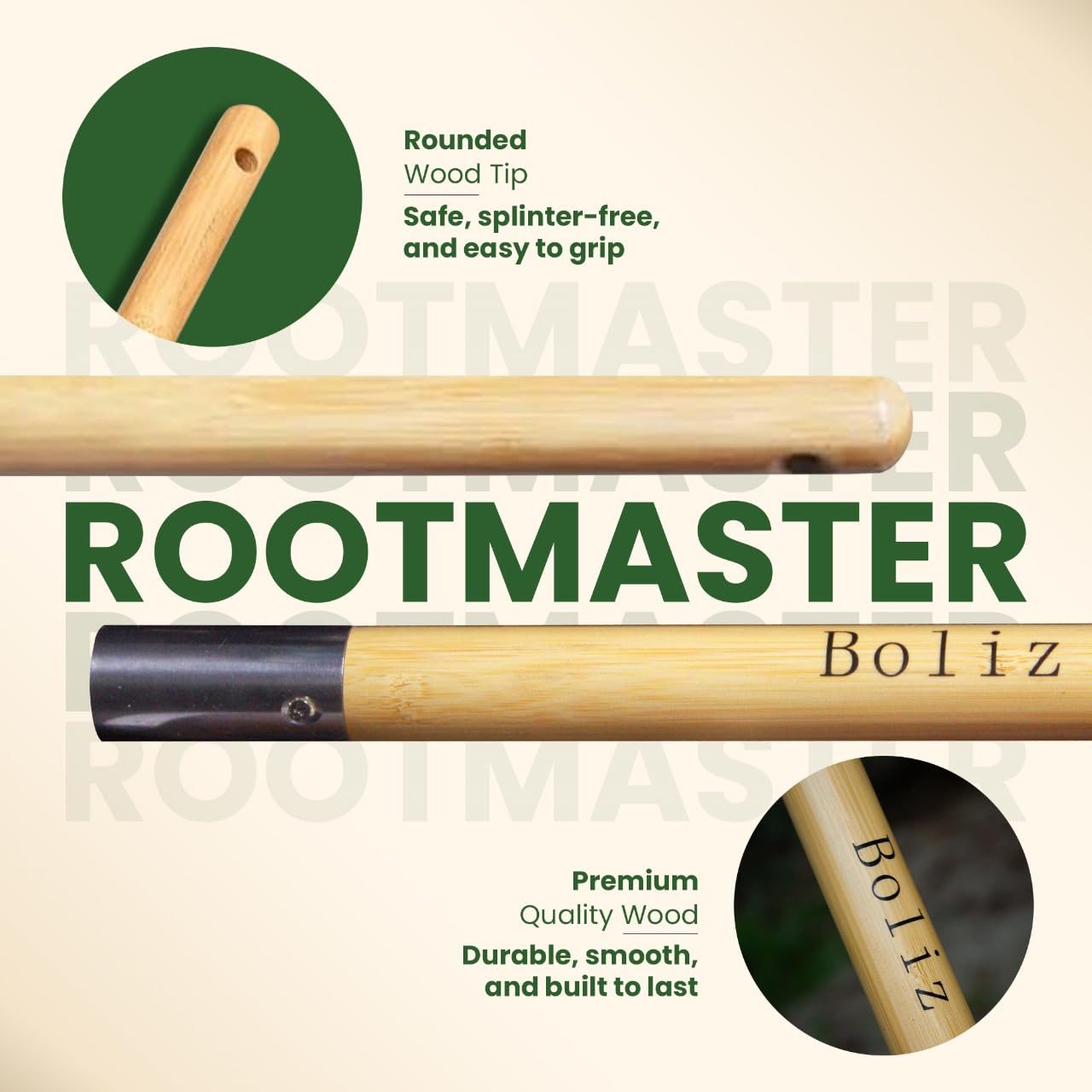 Boliz 46” Detachable Weed Puller Tool Stand up Heavy Duty with 4-Claw Steel Head, Real Bamboo Garden Weed Pulling Tool, Weed Remover Tool Without Bending