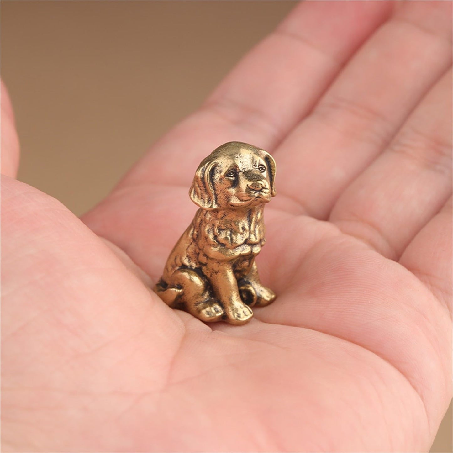 3pcs Brass Dog Hinge Heads Decorative Topper Set Good Luck Puppy, Pure Copper Animal Hinge Heads Decorative Topper