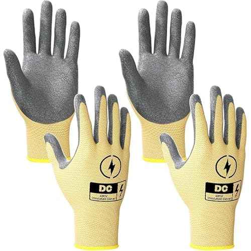 SAVECASH 2 Pair Insulated Gloves 400V High Voltage Electrician Gloves, Rubber Insulated Electrician Tools, Electrical Work Gloves for Men