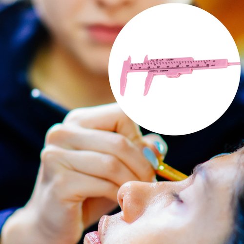 Tighall 10PCS Mini Plastic Vernier Caliper Double Scale Sliding Gauge Measuring Tool Ruler for Student Office Carpentry Jewelry Measuring (Pink,80mm/3 Inch)