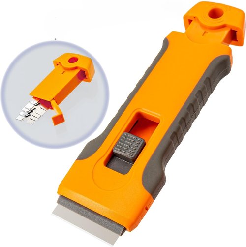 Razor Blade Scraper Tool with 5pcs Extra Blades, Cleaning Razor Scraper, Glass Top Stove Scraper for Oven Door, Cooktop Scraper, Glass Scraper Cleaning Paint