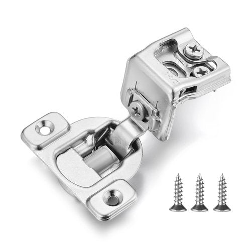 Vallecloud (4 Pack) 1-1/2 Inch Overlay Soft Close Cabinet Hinges, Kitchen Concealed Hinges for Face Frame Door, European Hinges with Brushed Nickel
