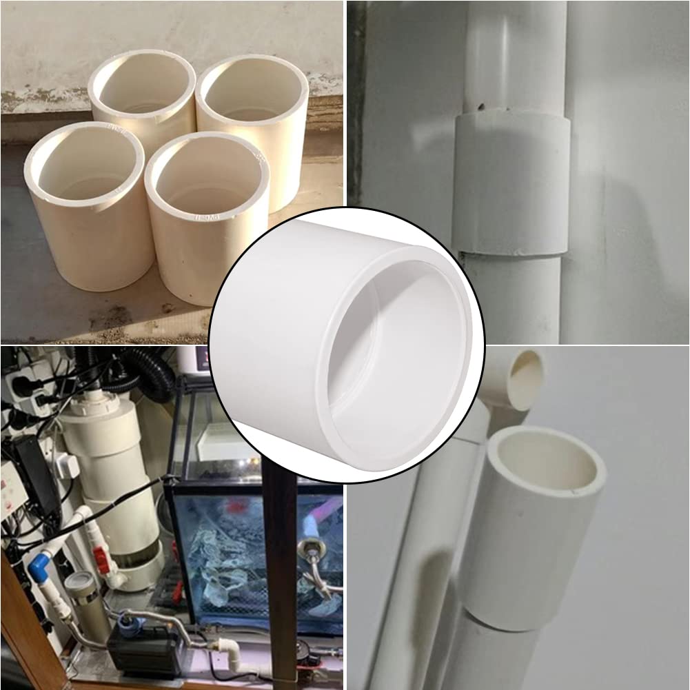 Fitvell 5PCS 1-1/2" PVC Pipe Fitting Coupling Connector Adapter Pipe Fitting Slip (Socket x Socket) Schedule 40 White Color