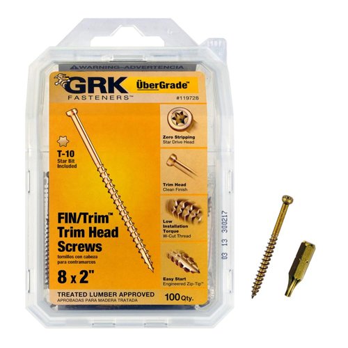 GRK 119728#8 x 2 FIN/Trim™ Finishing Trim Head Screws 100 Count