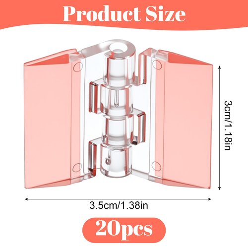 Wanmu 20 Pcs Acrylic Small Hinges, Mini Self-Adhesive Clear Folding Hinge for Piano, Cabinet, Drawer, Furniture, Display Stand, Aquarium Lid, Glass, Crafts DIY (35x30mm)