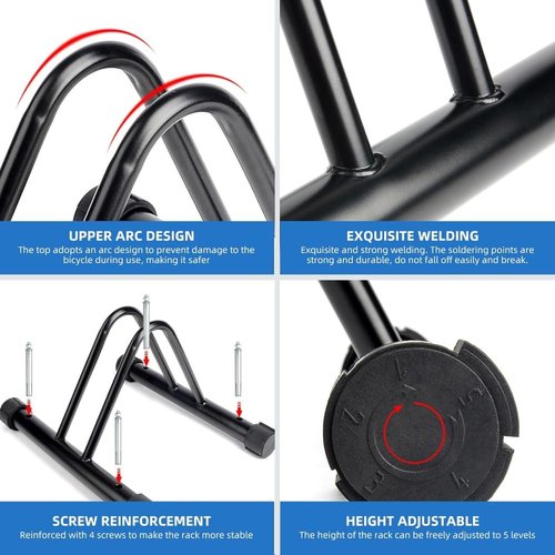 Andeshunk Metal Bike Storage Rack, Floor Stand for 3 Bicycles, Outdoor Loop Parking Holder for Garage, Shed (1 paragraph)