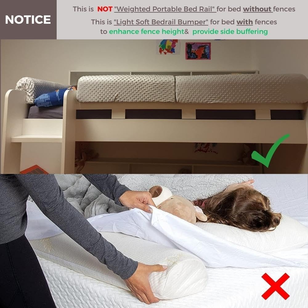 Wonder Space Toddlers' Bed Rail Bumpers Protecter - Children's Bed Guardrail Padding - Anti-Collision | Increased Height | Fall Prevention - Easy Installation Enhanced Safety Mostly Fit (Grey, 2.3ft)