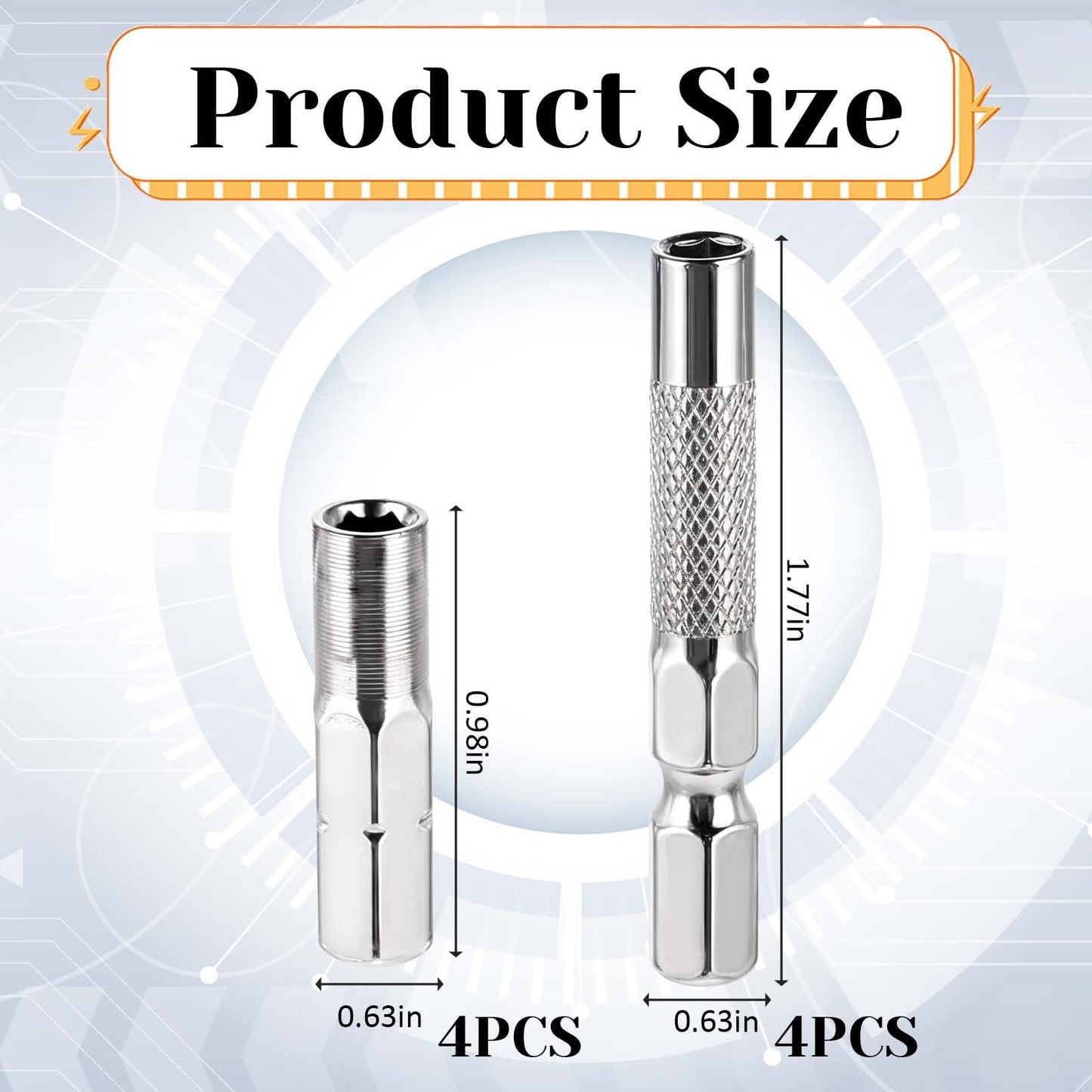 8Pcs 1/4 to 4mm Bit Adapter, Hex Screw Driver Bits Adapter Magnetic 1/4 to 4mm Drill Extension Bit Holder for Precision Bits Set
