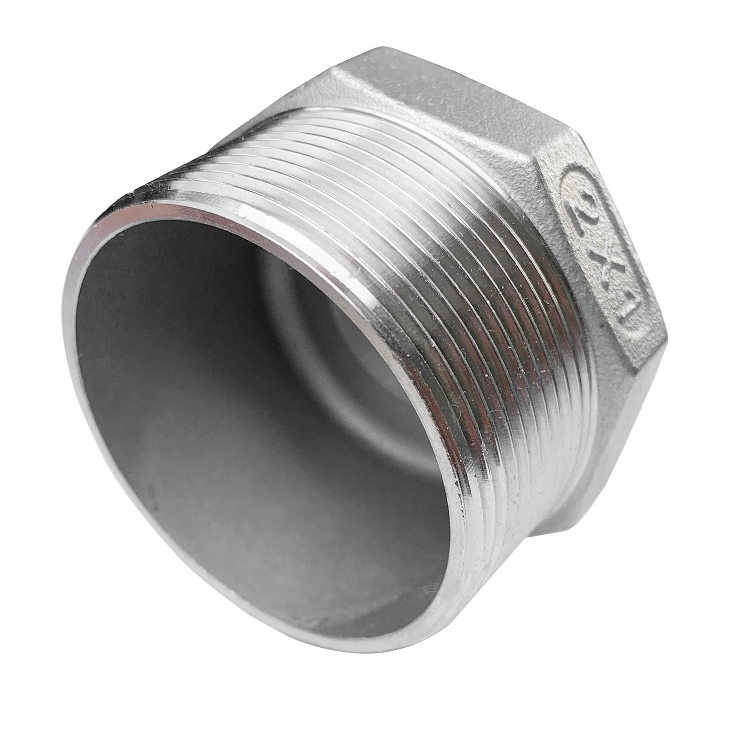 LOZOME 2" x 1" Male Hex Nipple Threaded Reducer Connector Pipe Fitting Adapter,Stainless Steel 304 NPT