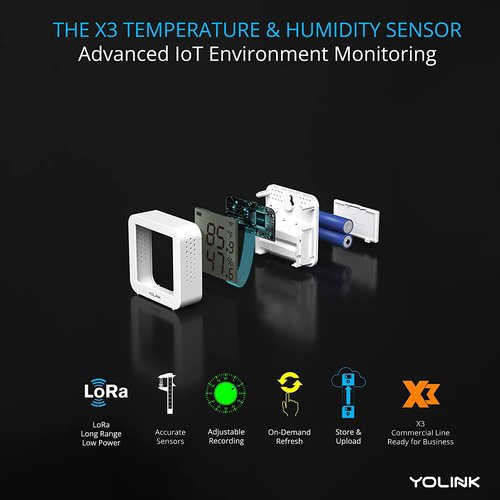YoLink X3 version Temperature & Humidity Sensor, Supports App Real-Time Data Refresh, Alexa, IFTTT, Home Assistant Integration - YoLink Hub Included