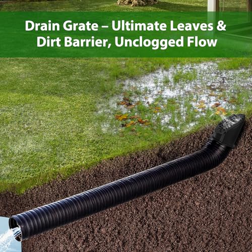 Lebenwell 1 Pack 4-Inch Drainage Grate Cover with Rain Diverter - Black, Universal Pipe Fit, Heavy-Duty, Freeze-Proof, Easy Installation