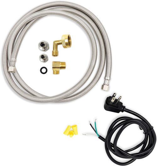 Universal Dishwasher Installation Kit with 6' Connector and Power Cord, Stainless Steel