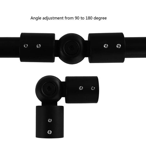 1" Window Corner Curtain Rod Connector 1 pcs Black, Adjustable Curtains Pole Hinged Elbow Rods Extender for Bay Window Curtain Rods or Corner Drapery Blinds Rods