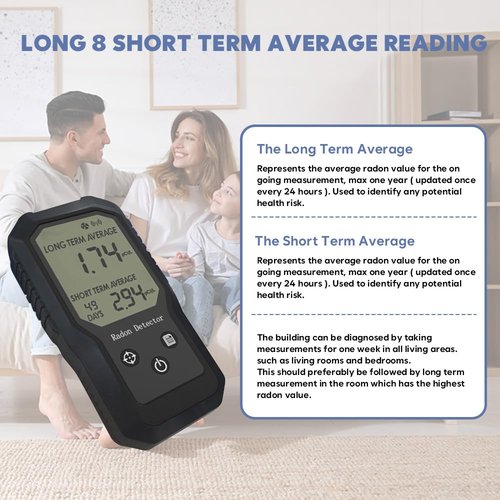 Radon Detector Air Quality Meter for Home, Portable Radon Tester Indoor Collection Test Kit Gas Analysis Monitor