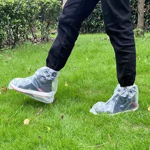 20Pcs Rain Covers for Shoe Clear - Waterproof Disposable Plastic Clear Heavy Duty Shoe Covers for Men and Women