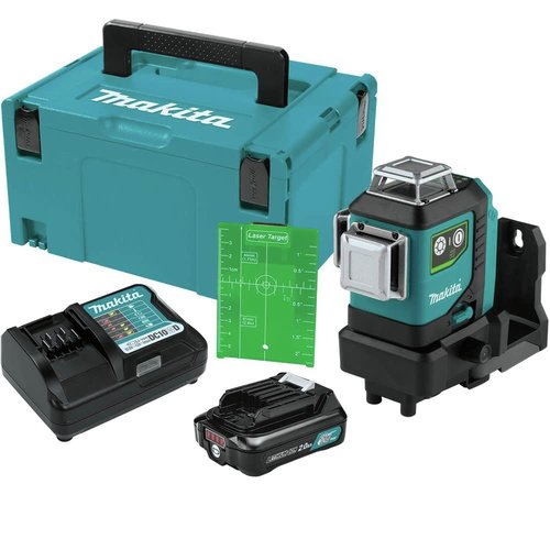 Makita SK700GDNAJ 12V max CXT® Lithium-Ion Cordless Self-Leveling 360° 3-Plane Green Laser Kit (2.0Ah), Class II, 510-530 nm, <2 mW