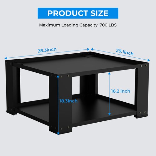 Laundry Pedestal for Washer and Dryer 18" Height - Fit 27 and 28 Inch Washer and Dryer Stand Riser Heavy Duty Steel 700lbs Capacity Universal Washing Machine Pedestals Black