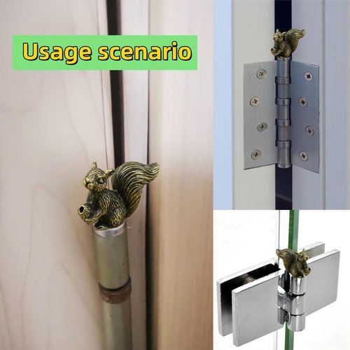 3PCS Brass Mini Small Squirrel Hinge Heads Decorative Topper Set，Magnetic Hinge Head Toppers，Brass Squirrels Nuts Door Hinge Heads Decorative Topper Cute Magnetic Hinge Heads Figurines ﻿
