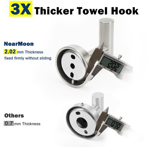NearMoon Bath Towel Hooks- SUS 304 Stainless Steel Robe Hook Holder, Heavy Duty Coat Hook for Bathroom Livingroom Hotel Kitchen Garage, Wall Mounted- 4 Pack (Brushed Nickel)