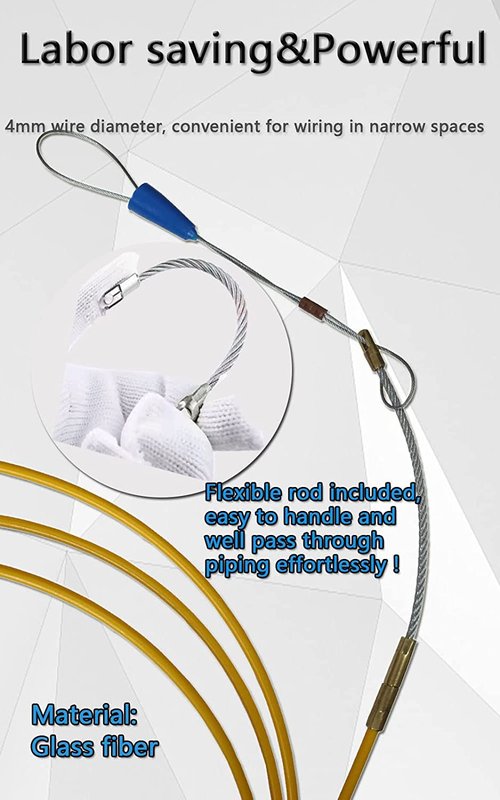 Fish Tape Steel Wire Puller 1/6inch 200-Foot With a wire storage caseWire-through tool Twist-shaped wire for wiring, and incoming lines in the attic, etc Dual Range for Broad Application[4mm 200-Foot]