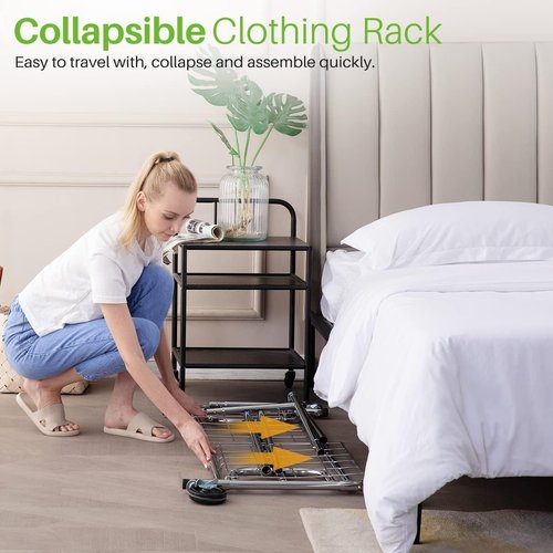 HOKEEPER Clothing Garment Rack Capacity 525LBS Clothing Racks on Wheels Rolling Clothes Rack for Hanging Clothes Heavy Duty Collapsible Commercial