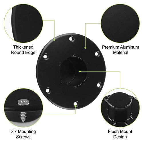 UFURMATE RV Trailer Pedestal Base 2Pcs Round Flush/Recessed Floor Mount for Table Leg Aluminum Boat Seat Round Base Plate with 6 Mounting Holes (Black)