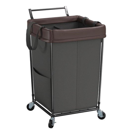 Mefirt 160L Laundry Hamper with Wheels and Handle, 2 Section Laundry Hamper with Wheels, Large Rolling Laundry Basket, Dirty Clothes Hamper Cart on Wheels for Laundry, Bedroom, Bathroom and Dorm