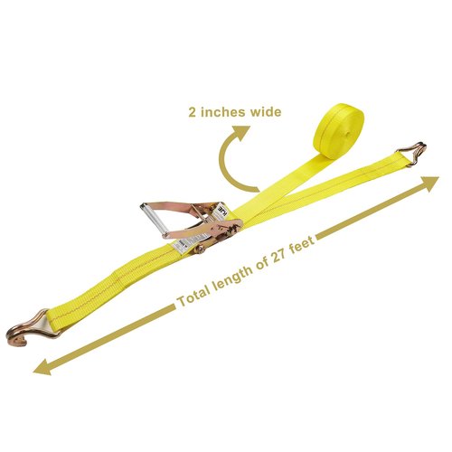 4 Pack 2" x27' Ratchet Strap Tie Down 10000lbs J Hook,Heavy Duty Tie-Down Ratcheting Cargo Truck Straps Wire Hook Ends, J-Hook Ratchet Strap TieDowns KJE