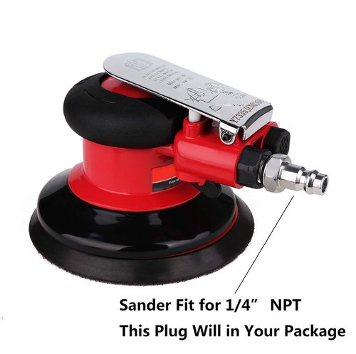 Ouya 5" Air Random Orbital Sander, Red Dual Action Pneumatic Orbit Polisher for Polishing Sanding Waxing