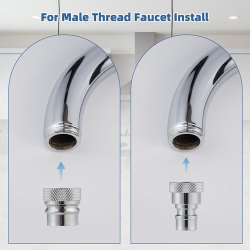 Hygie Rinse 2pcs Portable Dishwasher Faucet Adapter, Kitchen Sink Faucet Adapter Connection for Dishwasher, Can Be Used As Faucet Aerator, 15/16-27 Male Outside and 55/64-27 Female Inside, Chrome
