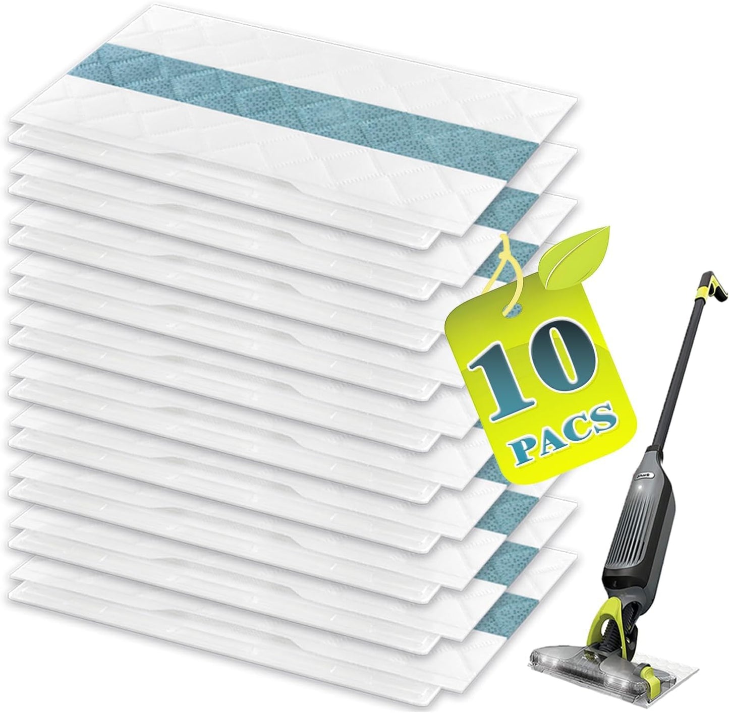 10 Pack Disposable Vacmop Replacement Pads for Shark VACMOP Pro VM252 VM251 VM250 VM200 VM190 VC205 QM250 Vmp30 Vmp10 Vmp16 Models Vacuum Mop Pads Refills for All Hard Floors