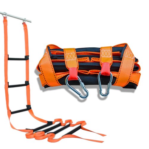 JANJOSN 9.8Ft Fire Escape Ladder, Portable & Reusable Fire Rope Ladder for Windows, Boats, Treehouses, Easy to Use for Kids & Adults (Orange)
