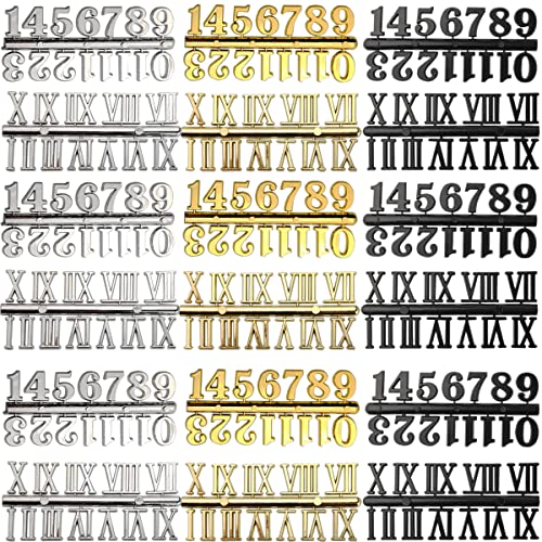 DIY Clock Numerals Kit - Gold, Silver, Black Arabic & Roman Numbers for Wall Clocks