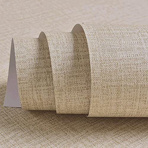 TANONE Khaki Contact Paper Peel and Stick 15.8 in X 118 in, Grasscloth Grasscloth Self Adhesive Removable Wallpaper, Fabric Linen Thickened Wall Paper Decorative for Wall Cabinets Drawers Kitchen