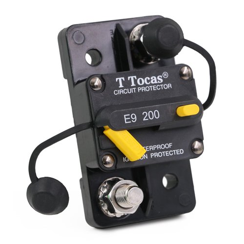 T Tocas 3/8" Studs 200 Amp Circuit Breaker with Manual Reset for Automotive RV Marine Car Audio Solar Battery System 12V - 48V DC | Waterproof IP67,Surface Mount, 200A