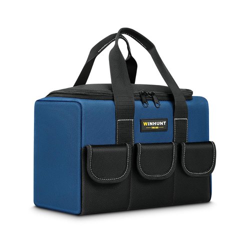 WINHUNT Small Tool Bag, Waterproof Tool Bag Organizer 1680D Tool Bags for Men Heavy Duty, with Multi-Pockets for Electricians, Blue