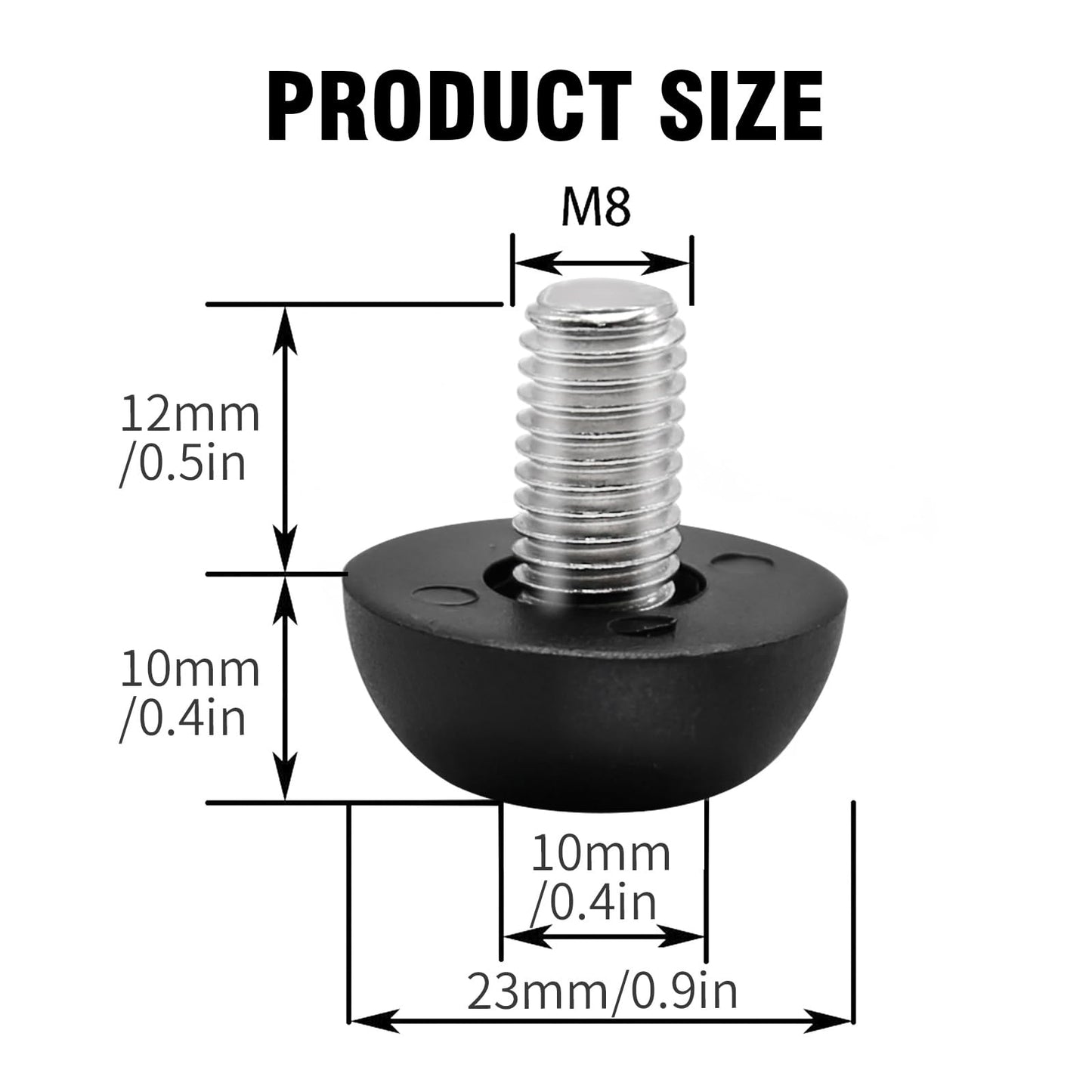 LIDSCURA 24 PCS 8mm x 1.25 M8 Project Adjustable Furniture Leg Leveler, Replacement Outdoor Patio, Stainless Steel Screw-in Leveling Feet Glides