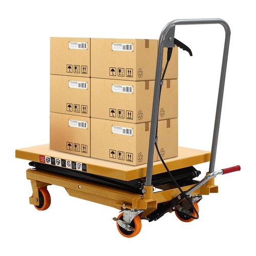 YIYIBYUS Hydraulic Lift Table Cart, 330lbs 45" Lifting Height with 4 Wheels and Non-Slip Pad, for Material Handling and Transportation
