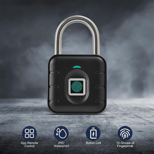 NexusLab Smart Fingerprint Padlock with TUYA App Control, IP67 Waterproof, 10 Fingerprints, Stainless Steel Shackle for Travel, Gym Locker & Outdoor Gatres
