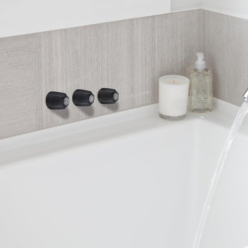 Tinoaly 3pcs Shower Knobs Replacement Kit, Matte Black Shower Knobs Include Base Connectors Screws Compatible with pfister Verve Bathtub Faucet Handle Remodel Trim Kit