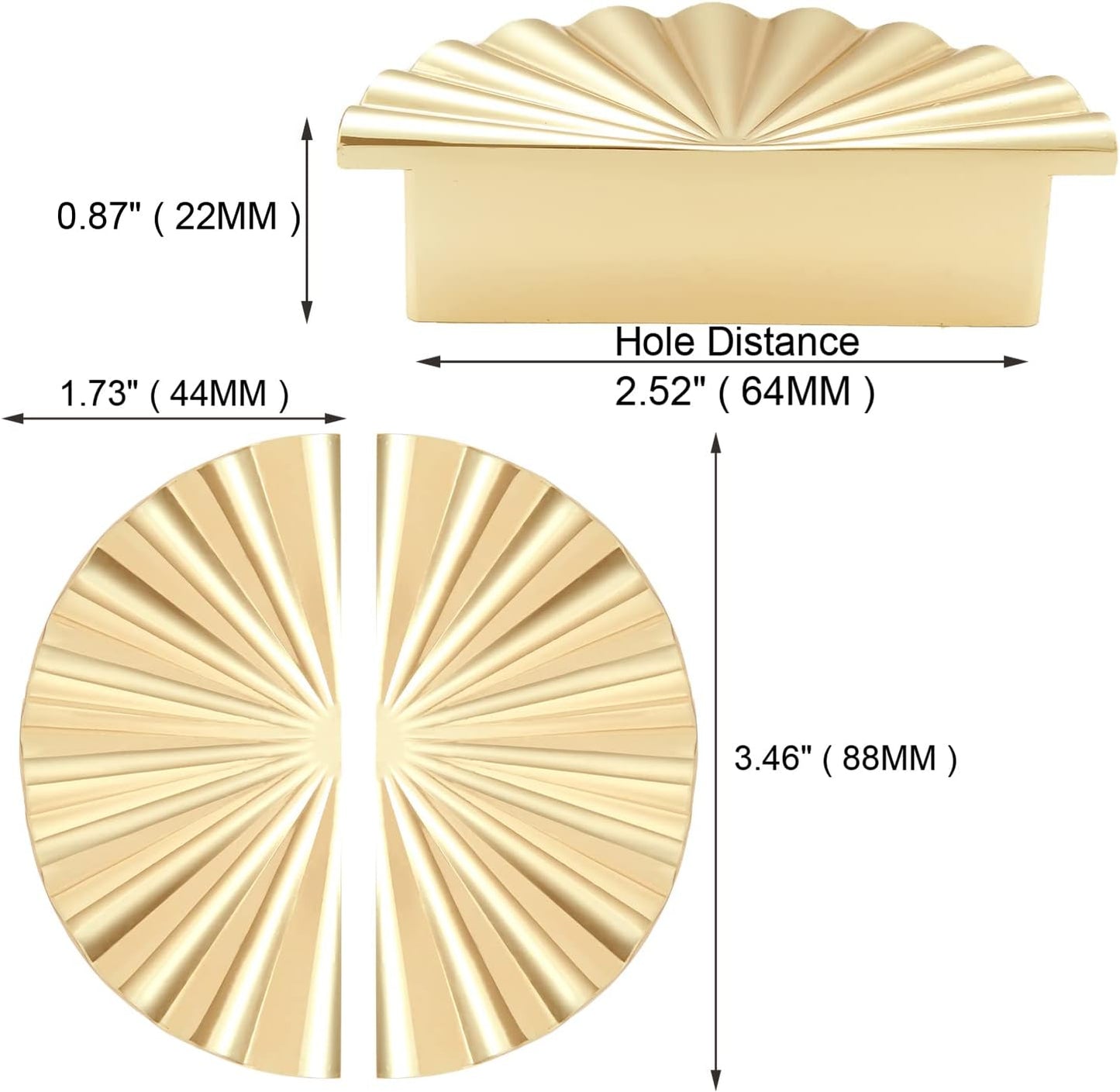 6 Pack Gold Kitchen Cabinet knobs and Pulls - Brushed Gold Zinc Cupboard Drawer Handles for Dresser Drawers