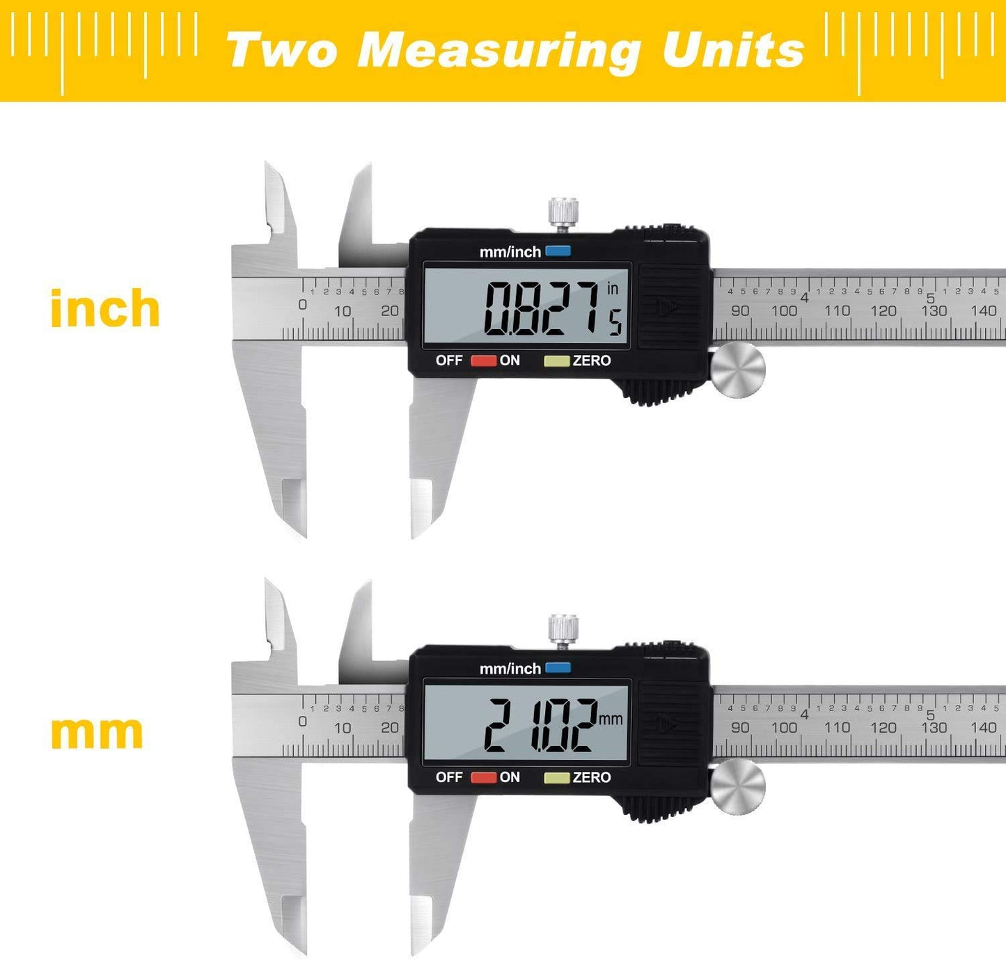 Adoric Digital Caliper, Electronic Digital Caliper Stainless Steel Body with Large LCD Screen | 0-6 Inches | Inch/Millimeter Conversion