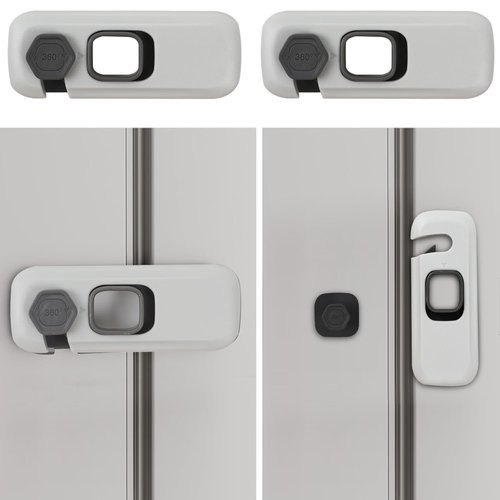 2Pack Child Proof Refrigerator Lock,Fridge Locks for Kids with Sticky Adhesive Pads,Baby Safety Locks for Fridges, Cabinets, Drawers, Double Doors and More (2 Pack)