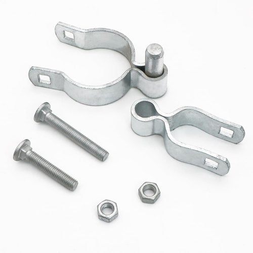 Chain Link Fence Post Hinge 1-3/8" x 2-3/8" Female and Male Hinges Gate Frame Hinges with Bolts and Nuts Galvanized Steel Zinc Plated Pipe Hinge for Gate and Fence Frame