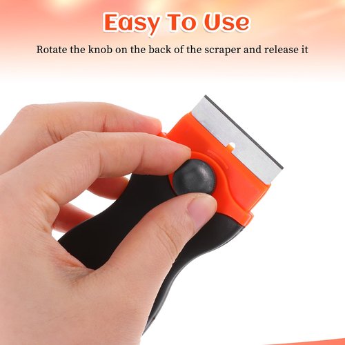 Jeffdad Razor Blade Scraper Tool, Double Edged Plastic Glass Remover Cleaning Scraper with 10 Steel Blades and 10 Plastic Blades for Paint Decal Glue Sticker Adhesive Label and Caul